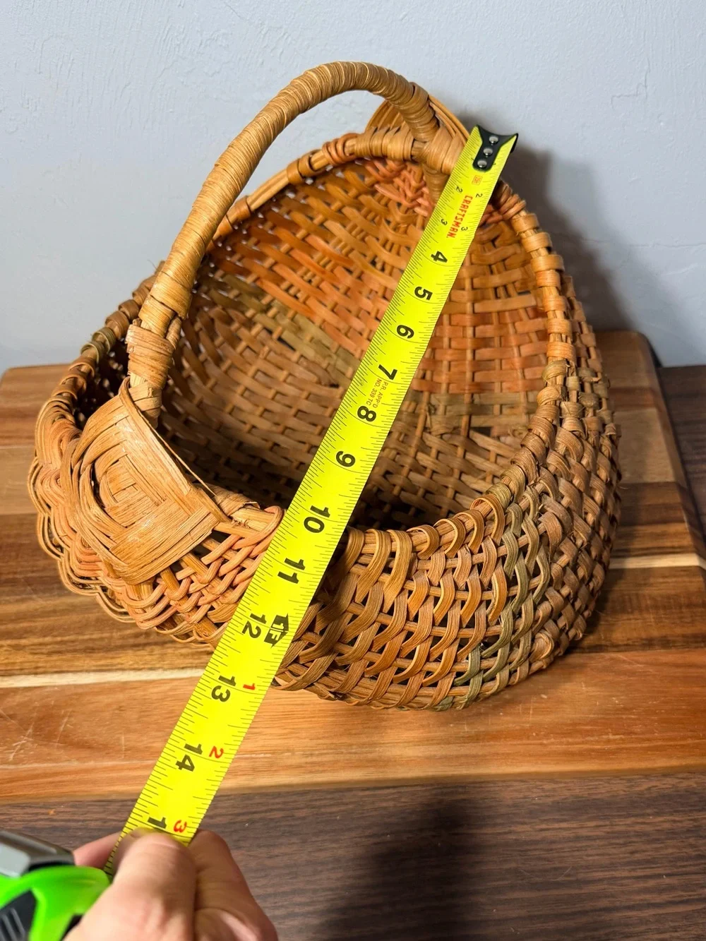 Vintage Woven Rattan Handheld Basket Bag - Natural Brown